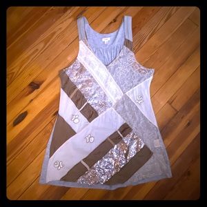 Anthropologie Tiny Sparkly Lace Party Tank Top